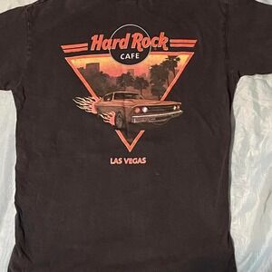 Hard Rock Cafe Las Vegas black t-shirt flame muscle car design